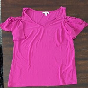 Chaus Pink Cold Shoulder Blouse
